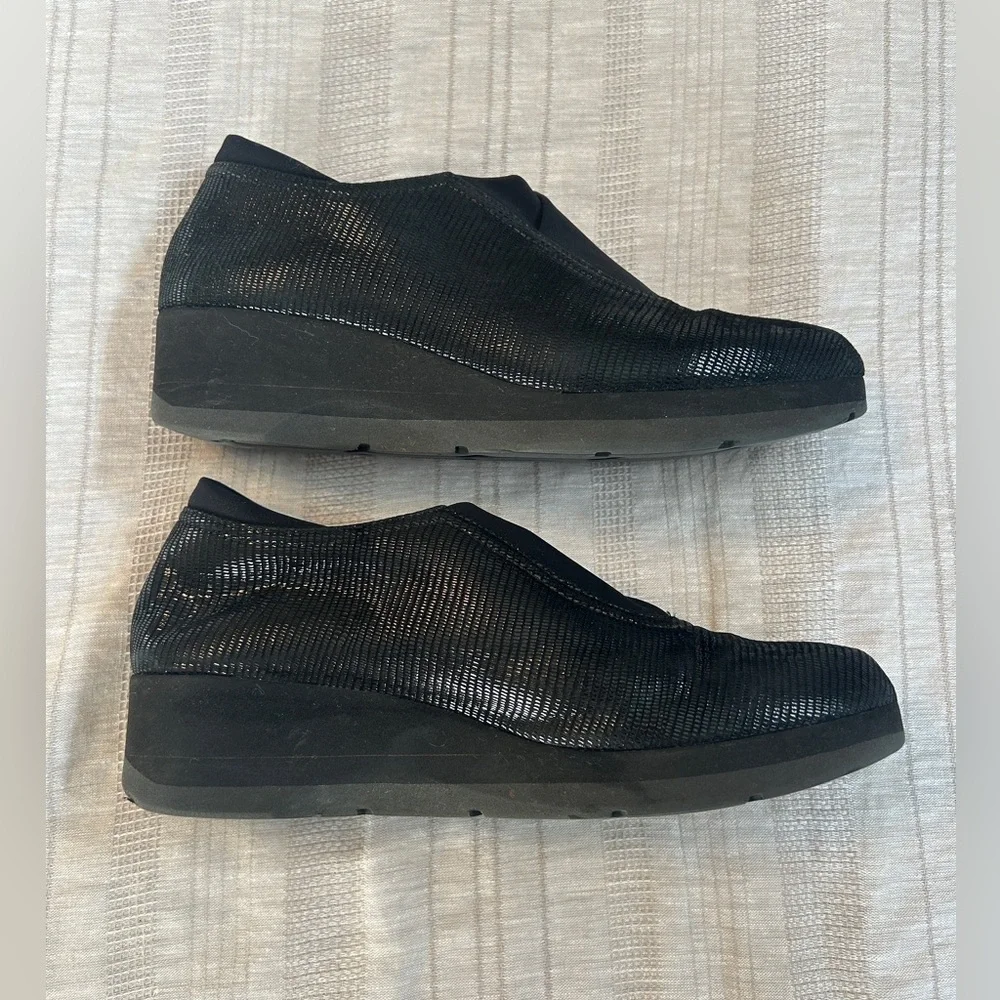 Thierry Rabotin Black Shimmer Reptile  Slip on Comfortable Shoes